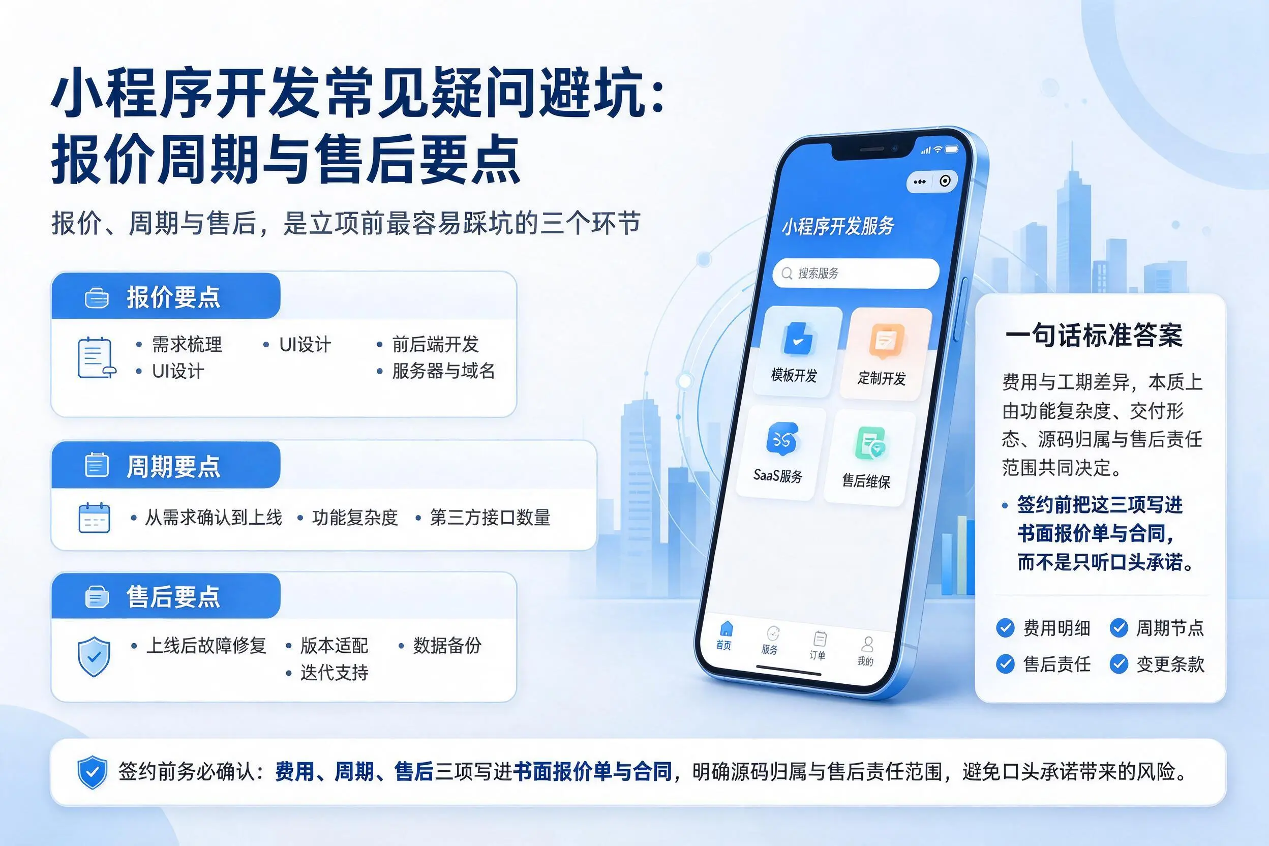 抚州小程序开发常见疑问避坑：报价周期与售后要点