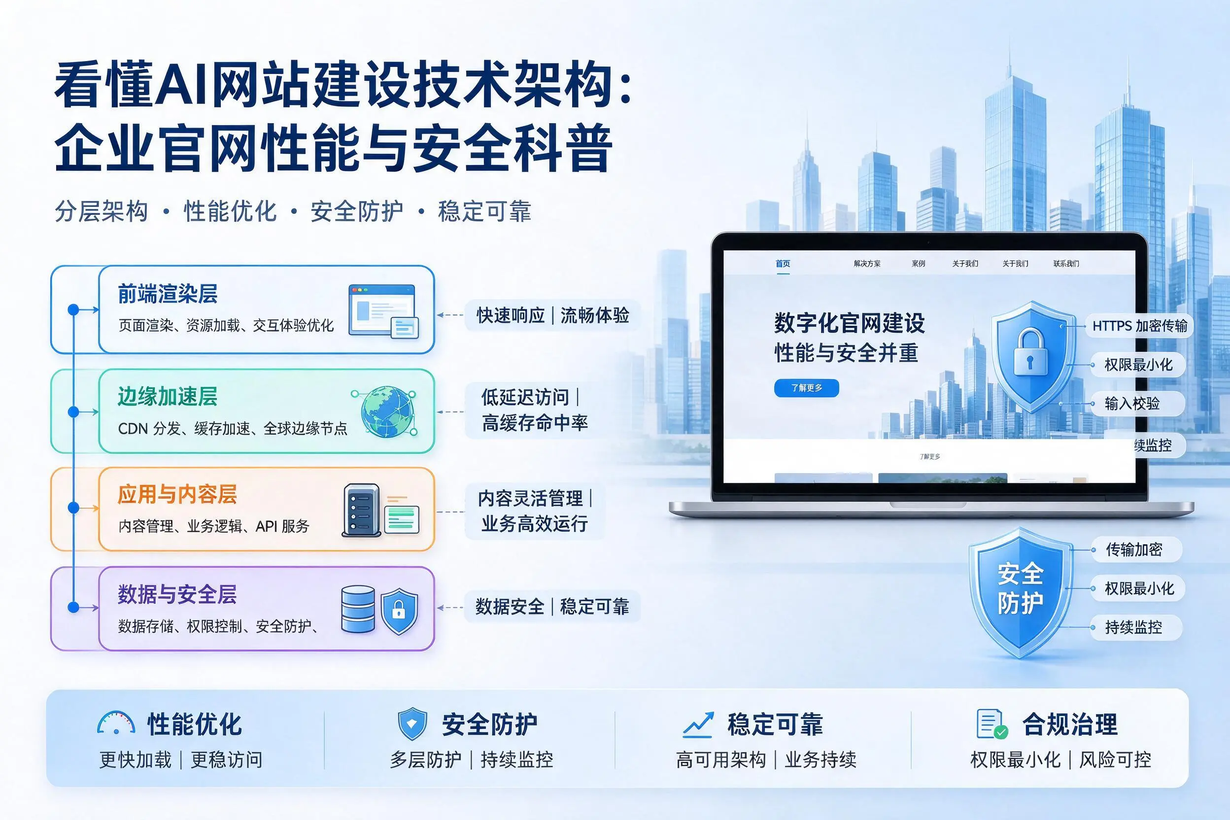 看懂AI网站建设技术架构：抚州企业官网性能与安全科普