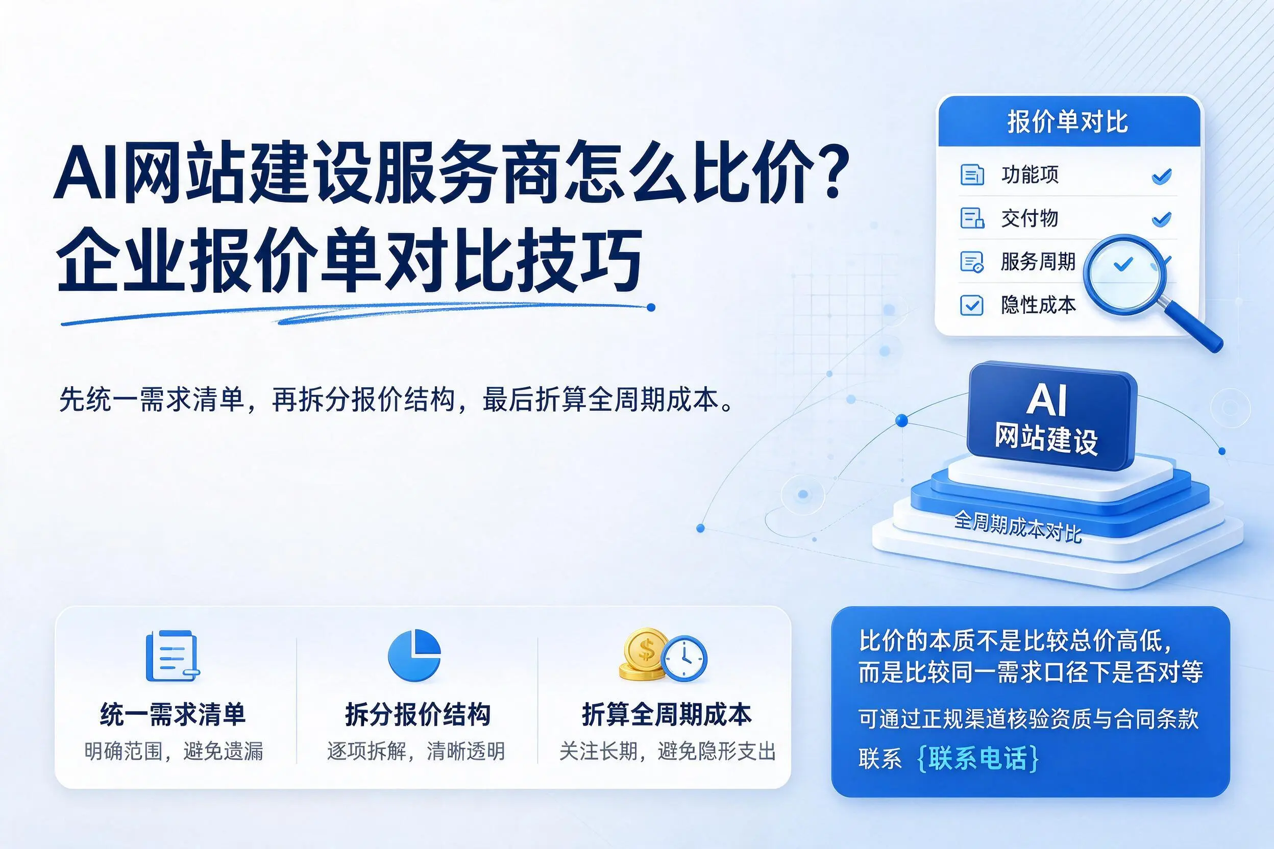 AI网站建设服务商怎么比价？抚州企业报价单对比技巧
