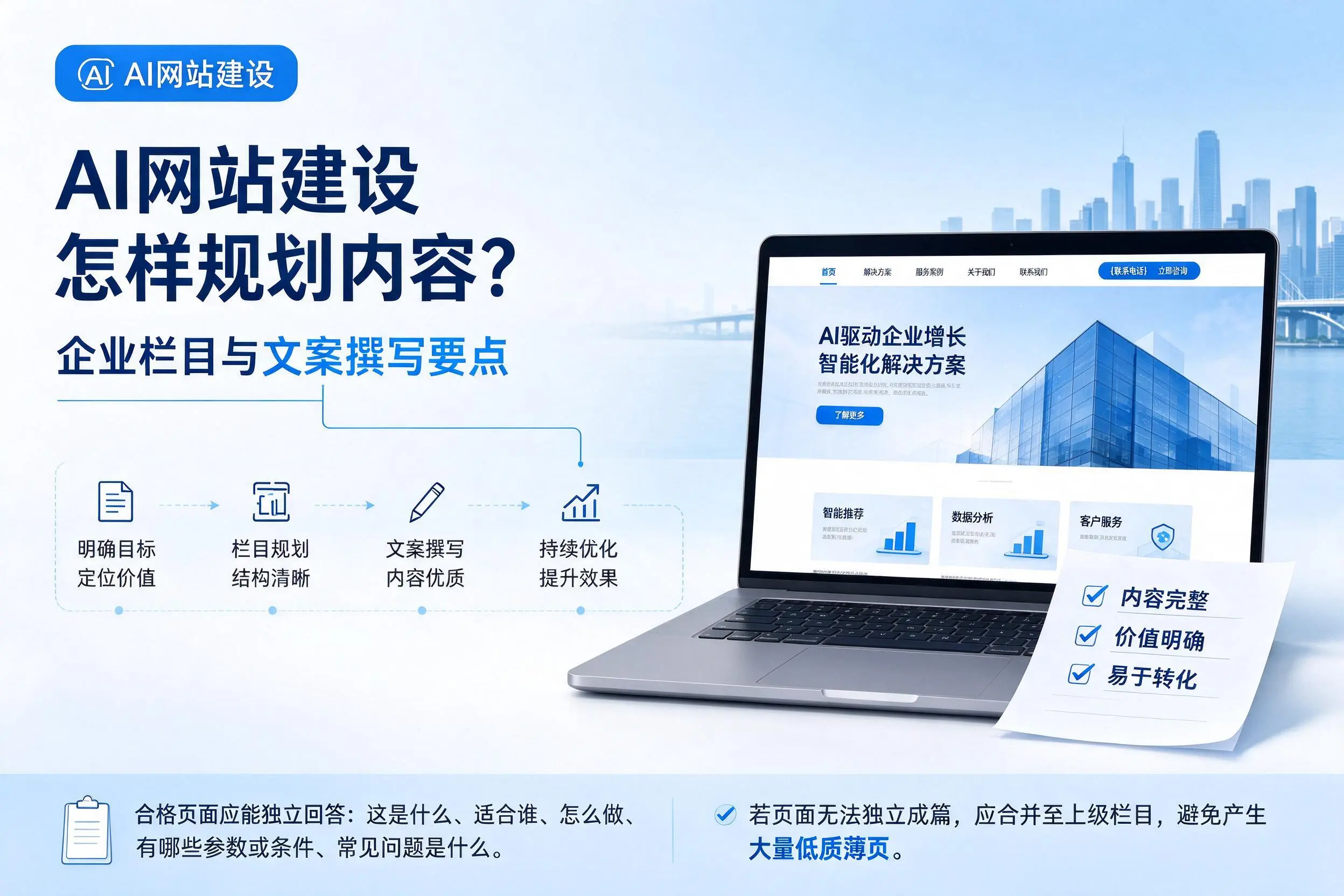 AI网站建设怎样规划内容？抚州企业栏目与文案撰写要点