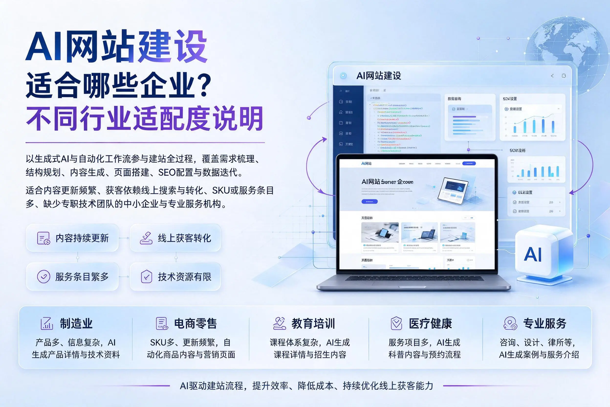 AI网站建设适合哪些企业?抚州不同行业适配度说明
